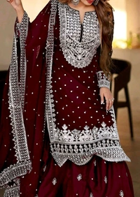 Pakistani Suit  - Maroon, 6XL