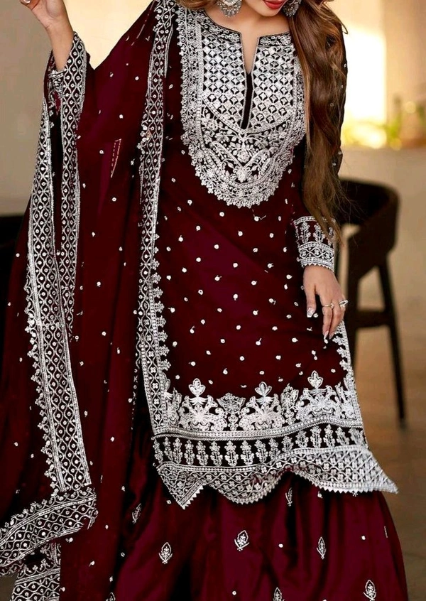 Pakistani Suit  - Maroon, 6XL