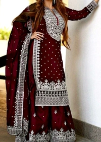 Pakistani Suit  - Maroon, 6XL