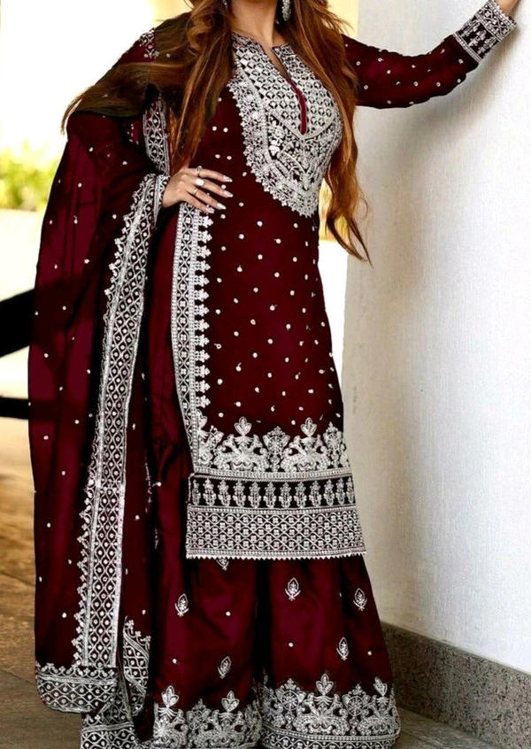 Pakistani Suit  - Maroon, 6XL