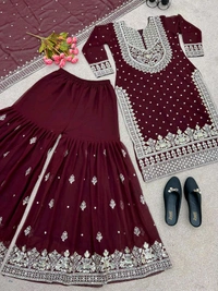 Pakistani Suit  - Maroon, 6XL