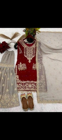 Pakistani Suit  - Maroon, M