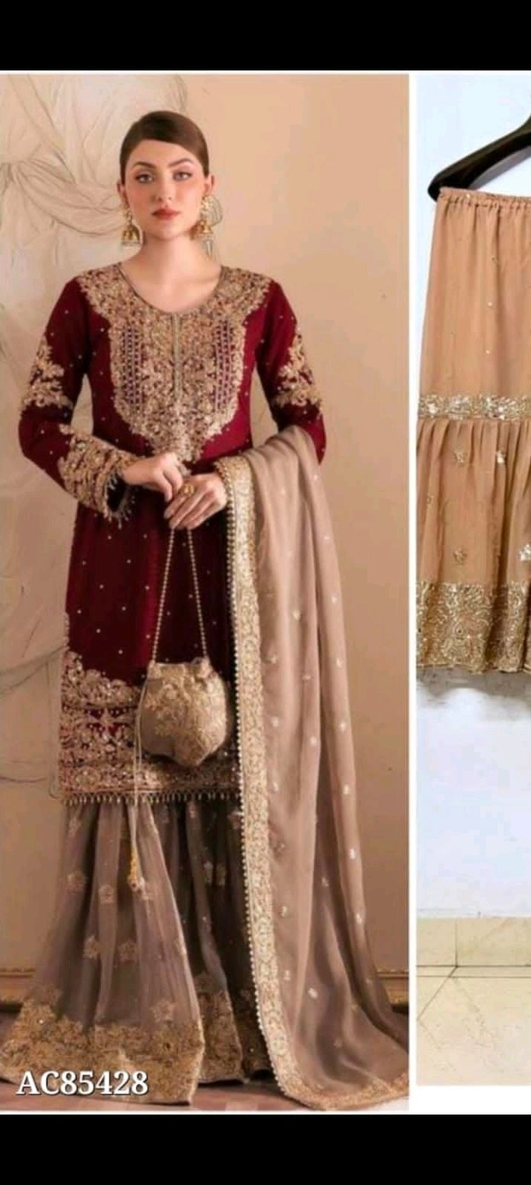 Pakistani Suit  - Maroon, L