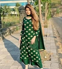 Rayon Designer Kurta Set With Duptta - S