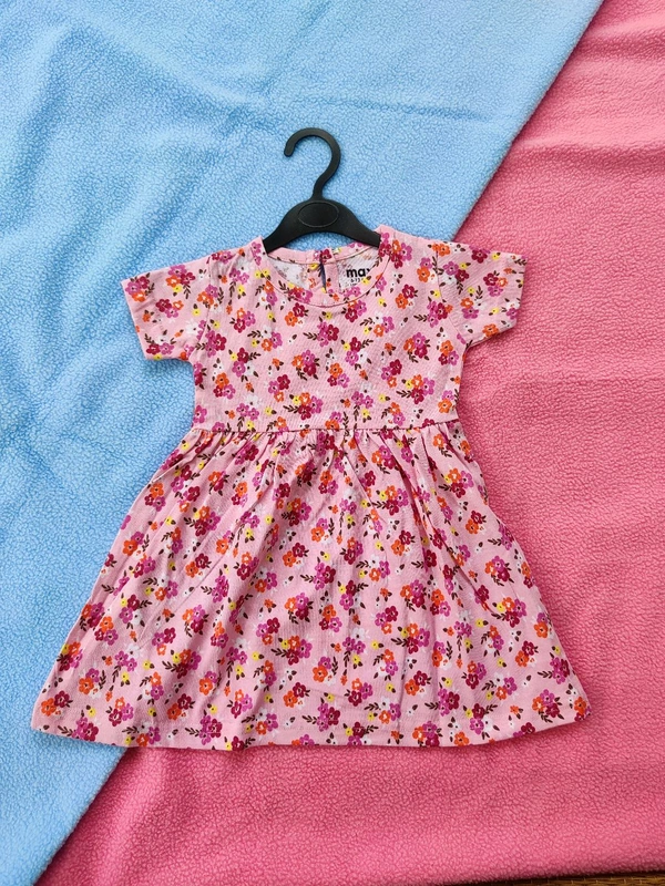 Max Girls Floral Printed Frocks - Pink - 18 - 24 M