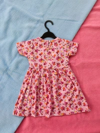 Max Girls Floral Printed Frocks - Pink - 18 - 24 M
