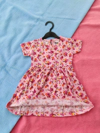 Max Girls Floral Printed Frocks - Pink - 18 - 24 M