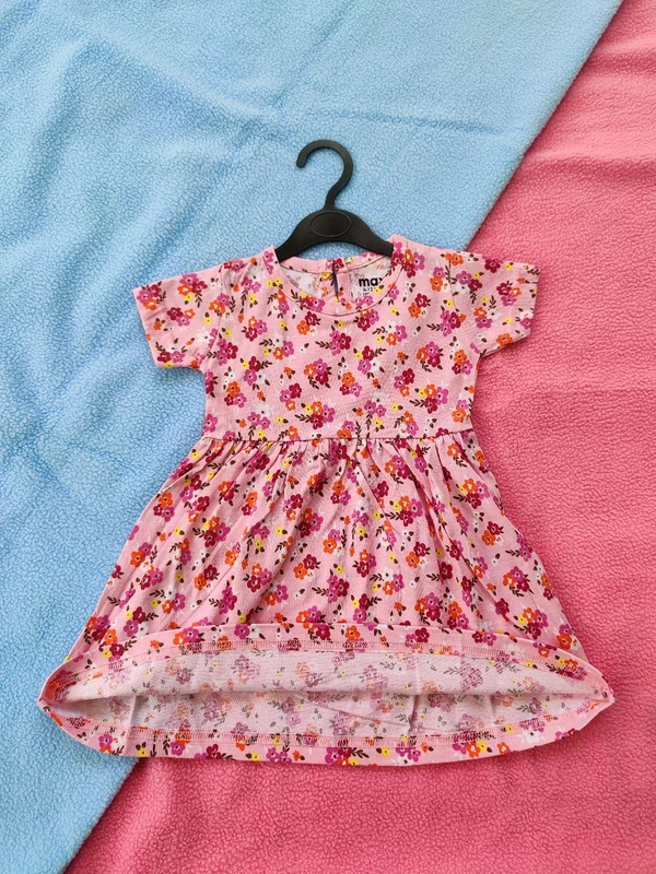 Max Girls Floral Printed Frocks - Pink - 18 - 24 M