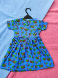 Max Girls Floral Printed Frocks - Blue Heart - 6 - 12 M