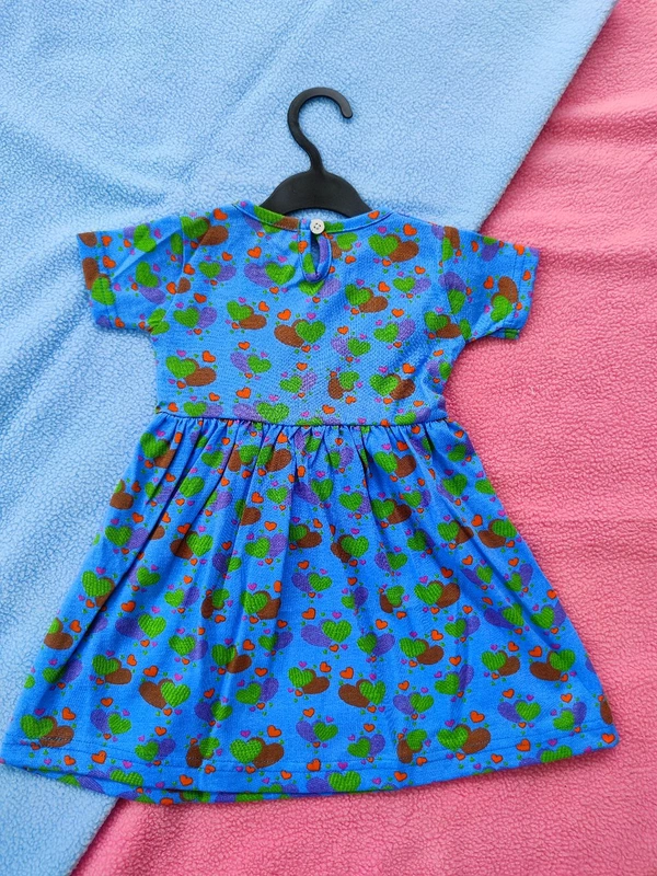 Max Girls Floral Printed Frocks - Blue Heart - 6 - 12 M