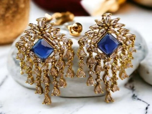 Star style beautiful traditional earrings  - Blue, Green