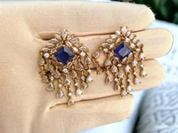 Star style beautiful traditional earrings  - Blue, Green