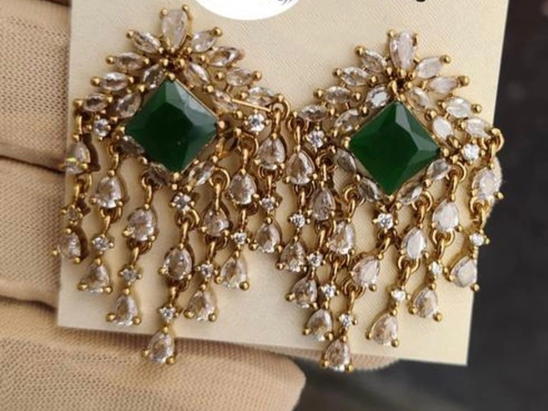 Star style beautiful traditional earrings  - Blue, Green