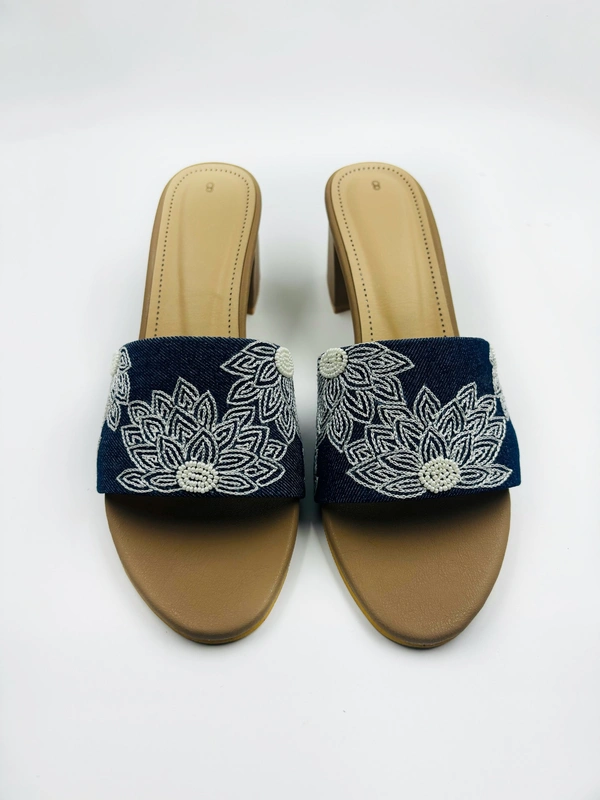 DENIM BLOSSSOM HEELS - 9