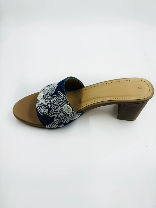 DENIM BLOSSSOM HEELS - 9