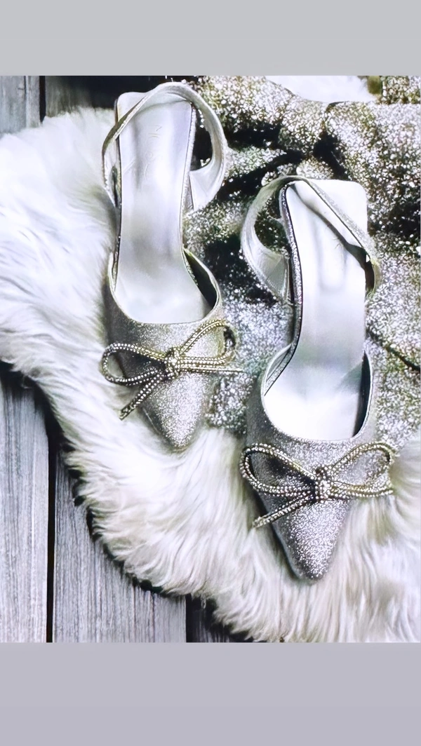 Majestic Silver Sash Heels - 37