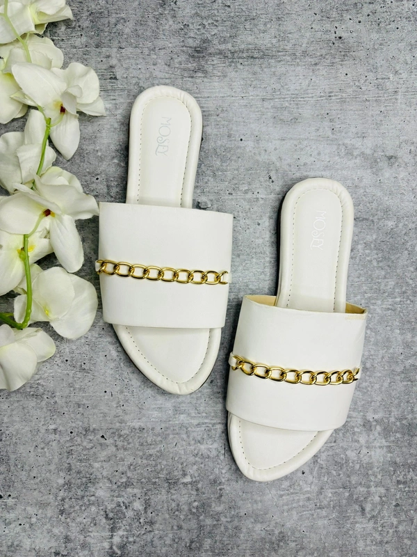 Sleek Chic White Flats - 40