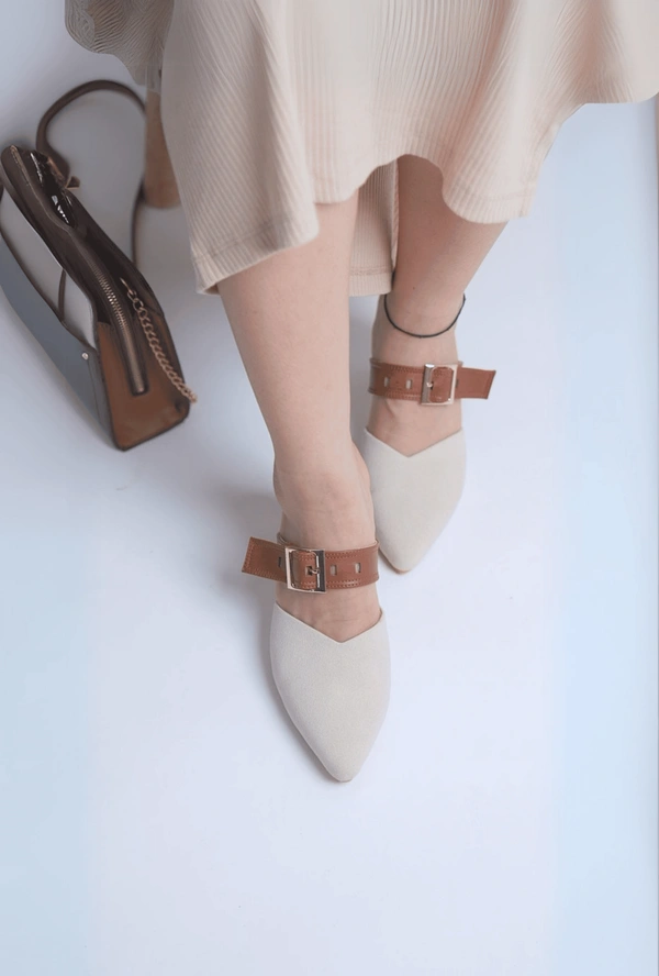Belted Tan Mules  - 41