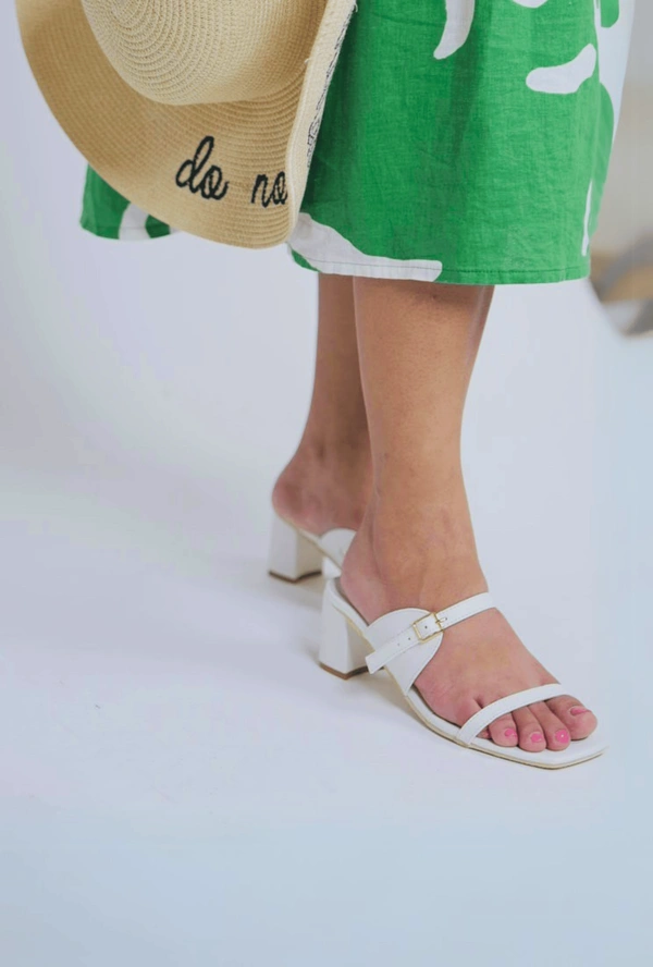 Sling White Block Heels - 36