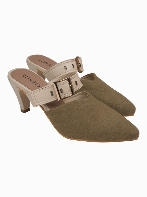Belted Olive Mules - 39