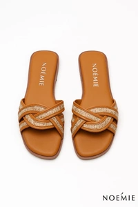 Cross Jute Sliders- Beige 