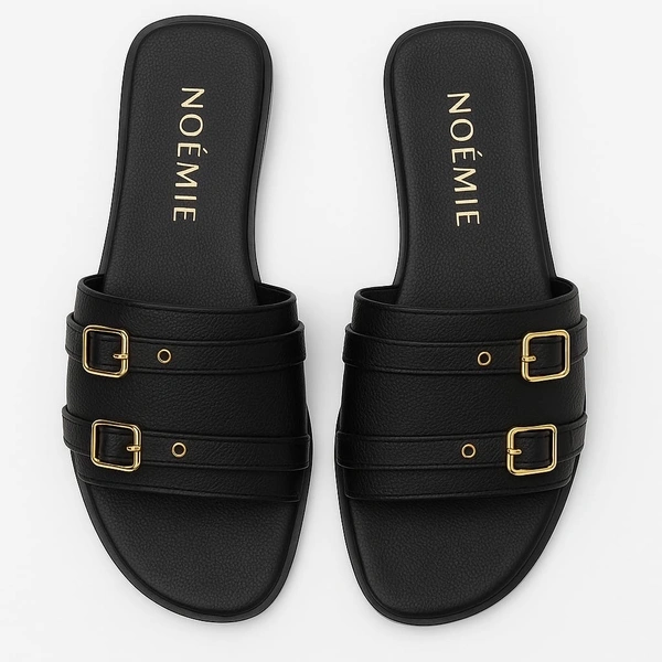 Double Belted Flats - Black, 36