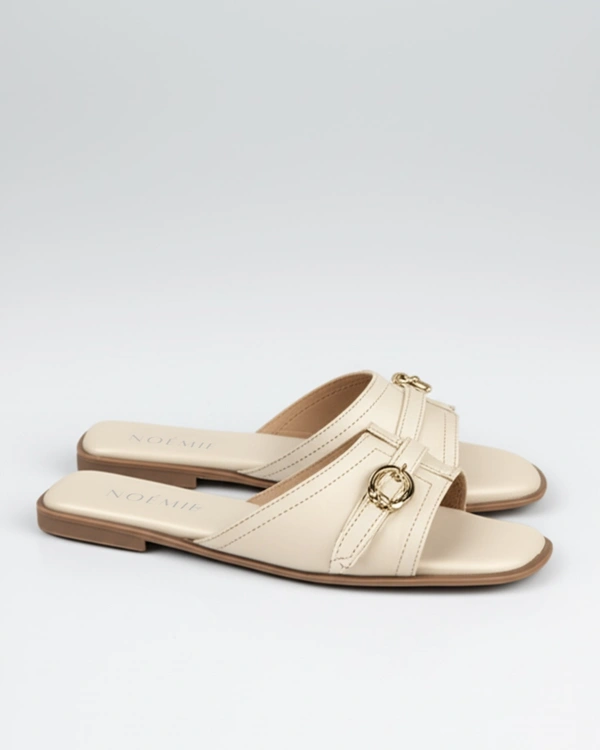 Single Belted Flats - Orange White, 36