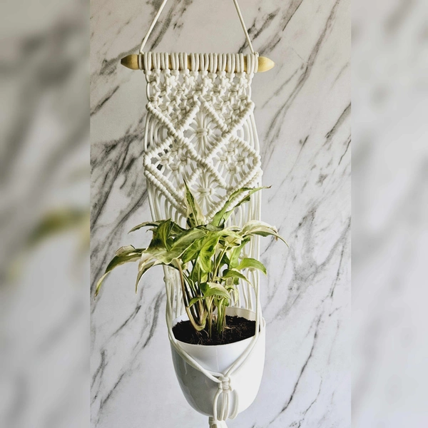 Macreme Plant Hangers Pack Of 4 - White