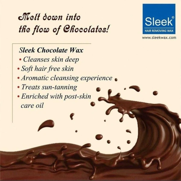 SLEEK Sleek Chocolate Wax 600x2 gm, Waxing Strips (70 Pcs,110 GSM) and 1 Waxing Knife Wax (1200 g, Set of 4)