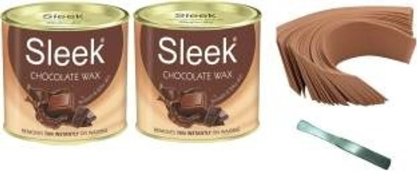 SLEEK Sleek Chocolate Wax 600x2 gm, Waxing Strips (70 Pcs,110 GSM) and 1 Waxing Knife Wax (1200 g, Set of 4)
