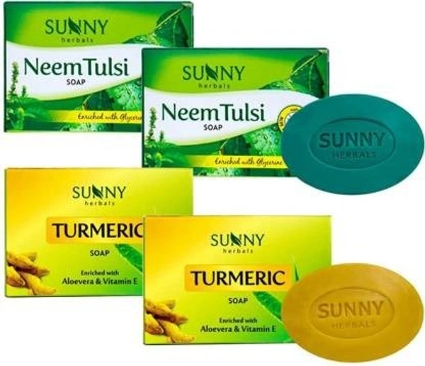 Sunny SUNNY Neem Tusli + Turmeric Soap (75 Gm X 4 Pc) (4 x 75 g)