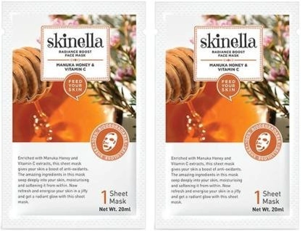 SKINELLA Manuka Honey & Vitamin C Sheet Mask (2 PC) (40 ml)