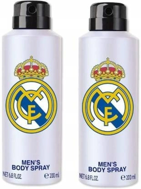 Real Madrid PACK OF 2 PCS ORIGINAL WHITE DEODORANT SPRAY FOR MEN OSSUM HIGH QUALITY, WITHOUT GAS, ACTIVENESS AND LONG LASTING, IMPORTED BRAND Body Spray - For Men (400 ml, Pack of 2) - 1