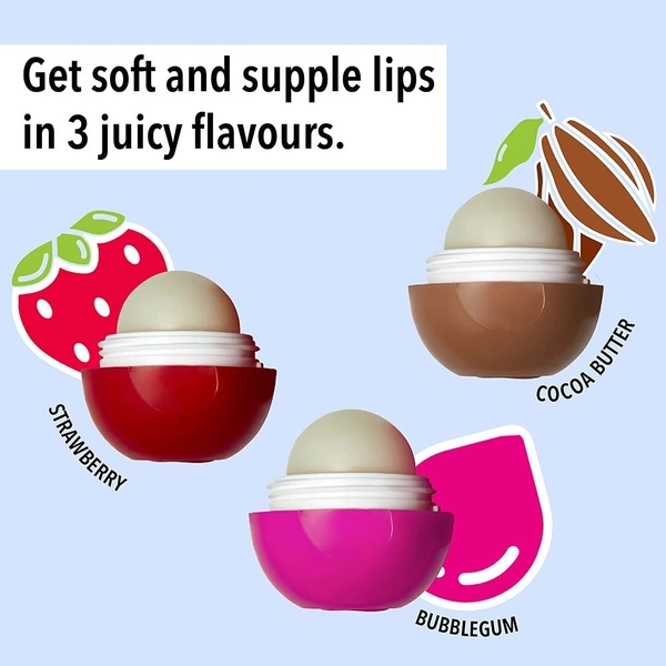BLUE HEAVEN Lip Bomb, Cocoa Butter, Strawberry, Bubblegum (8GX3) Cocoa Butter, Bubblegum, Strawberry (Pack of: 3, 24 g)