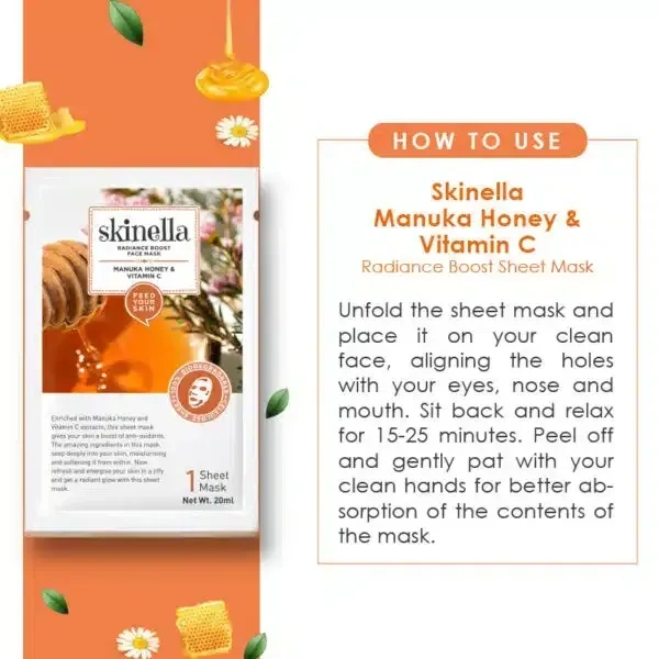 SKINELLA Manuka Honey & Vitamin C Sheet Mask (2 PC) (40 ml)