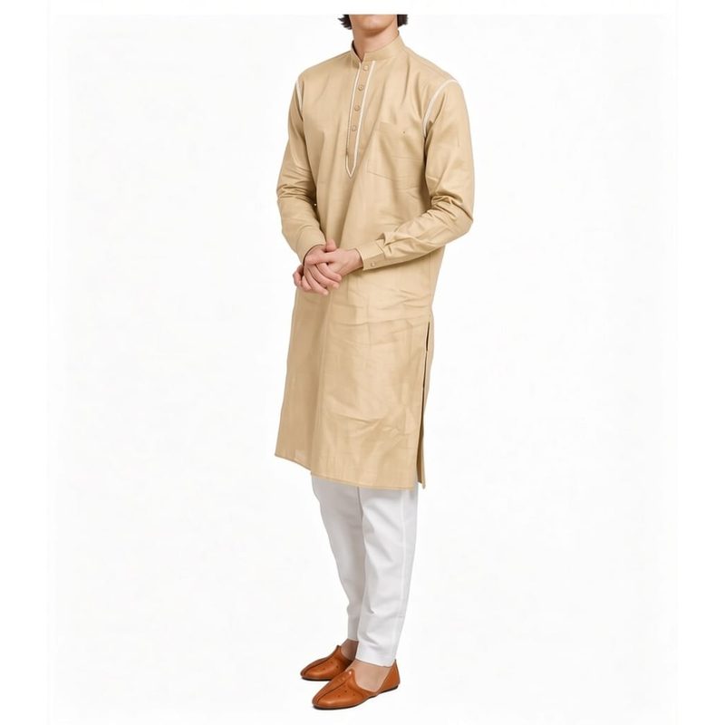 Beige cotton kurta set under ₹999