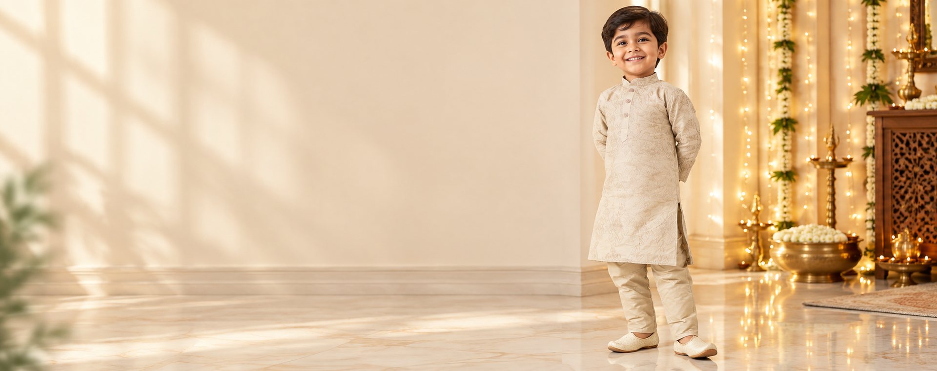 Kids' embroidered and white kurta pyjama sets