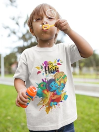 BBG Krishna Happy Holi Design Printed Holi Tshirt for 160 gsm polyester - 6-8