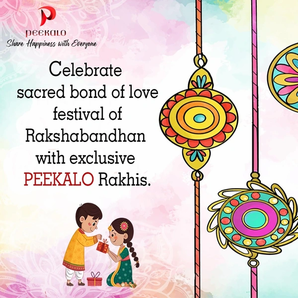 Peekalo Kids Designer Rakhi (Set of 4) + Roli Chawal Card