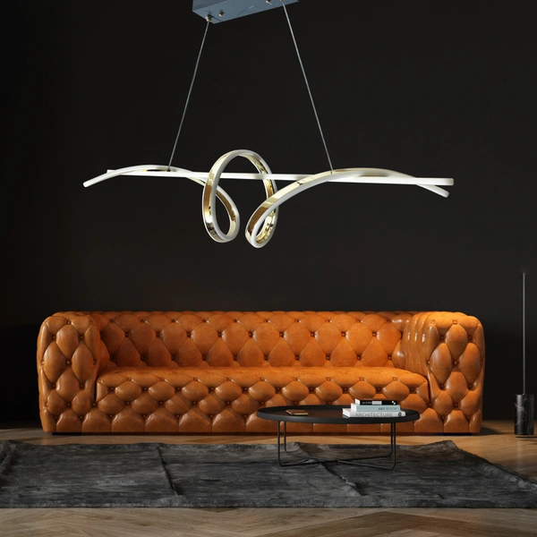 DELAMPS Dimmable Led Lamps Dining Table Pendant Lamp White Aluminum and Acrylic Fixture Height Adjustable Bedroom Kitchen Decorative