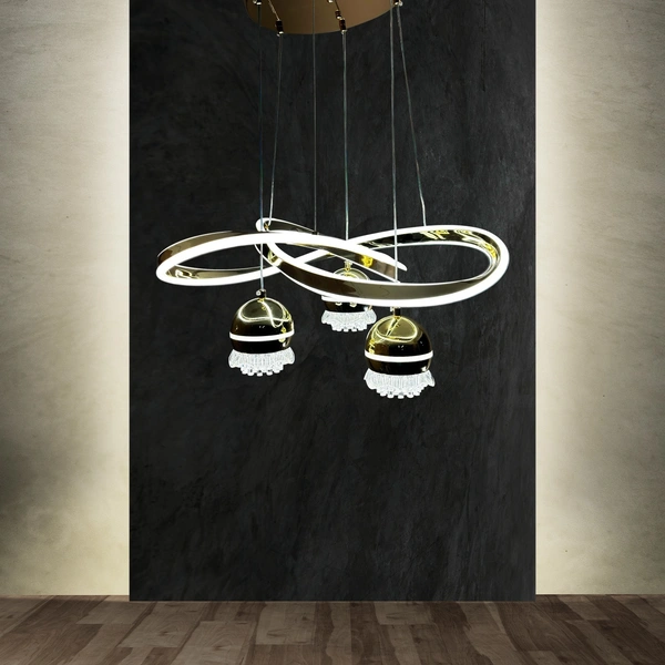  Modern Double Ring LED Hanging Light Lamp (JL7015 Warm White, Gold)