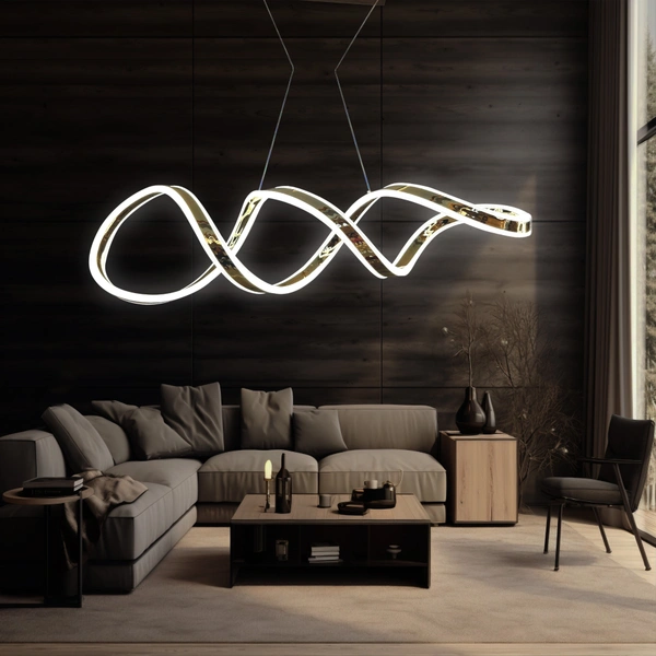 Modern SWIRL LUXE Hanging Light Dimmable Pendant Light Adjustable Height Dining Room Kitchen Lamp Ceiling Lights Suitable for Office Living Room Bar 