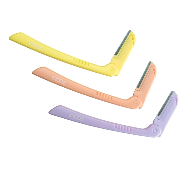 2ools Foldable & Reusable Face & Eyebrow Razor for Women (Pack of 3) | Painless Instant Hair Removal at Home | For Upper Lips, Eyebrows, Forehead & Sideburns