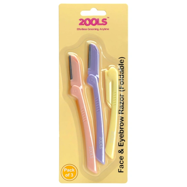 2ools Foldable & Reusable Face & Eyebrow Razor for Women (Pack of 3) | Painless Instant Hair Removal at Home | For Upper Lips, Eyebrows, Forehead & Sideburns