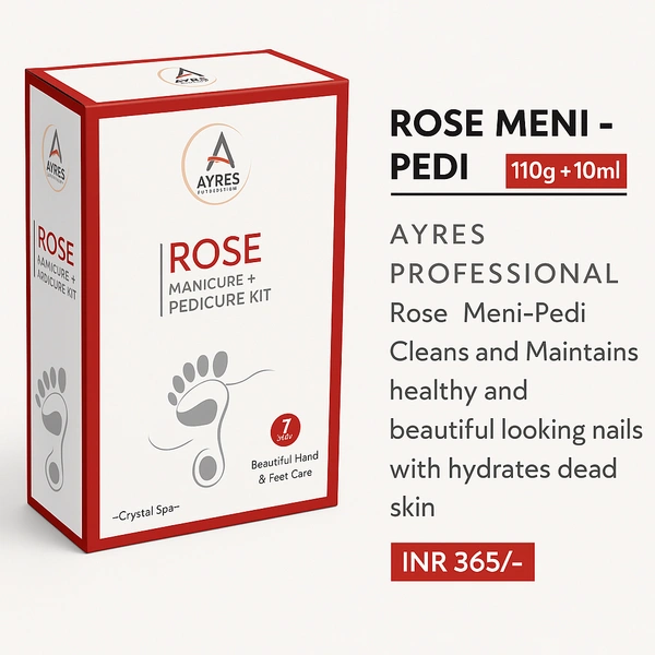 Ayres Crystal Rose Manicure-Pedicure Kit 110g+10ml Enriched with Rose Extracts| Cleans, Hydrates & Softens Skin | Maintains Healthy & Beautiful Nails