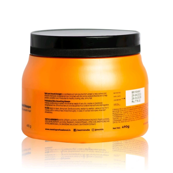 Matrix Opti Care Smooth Straight Masque 490g | Ultra-Smooth Hair with Shea Butter | Deep Nourishment, Frizz Control & Shine | Ideal for Chemically Treated & Straightened Hair | (Note:By Including Additional Weight charge of Product is 99/-)