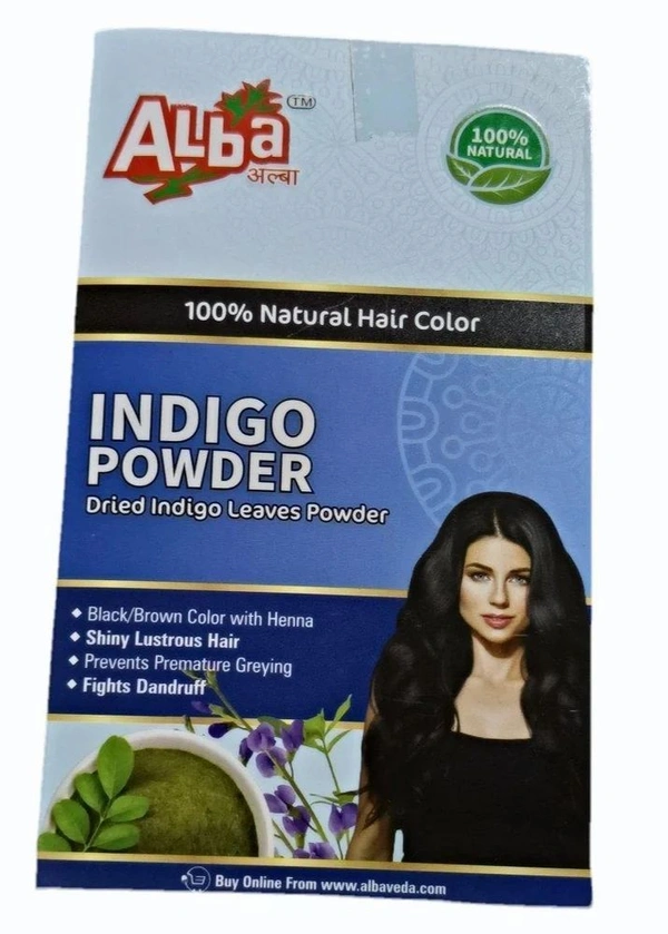 Alba Indigo Powder 200g , 100% Natural Herbal Hair Color for Rich Black & Brown Shades | Chemical-Free, Ammonia-Free, and Ayurvedic Formula for Healthy, Lustrous Hair