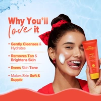 Aqualogica Detan+ Smoothie Face Wash with Cherry Tomato & Glycolic Acid | Deep Cleansing & Brightening skin | Reduces Tan & Exfoliates | Brighten your skin | Tan removal Face Wash | for all skin type | 100ml