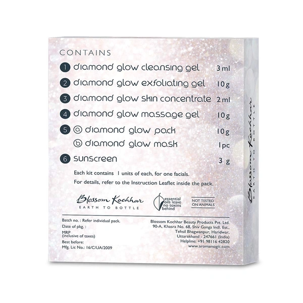 Aroma Magic Diamond Glow Facial Kit 6 Step | Radiance-Enhancing | Anti-Aging Skincare Treatment | Salon Range | Rejuvenating the Skin | Suitable for All Skin Types