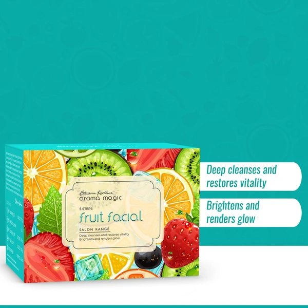 Aroma Magic Fruit 5 Step Facial Kit | Brightens & Renders Glow | Salon Range | Hydrating | Enriched with Natural Fruit Extracts | for All Skin Types